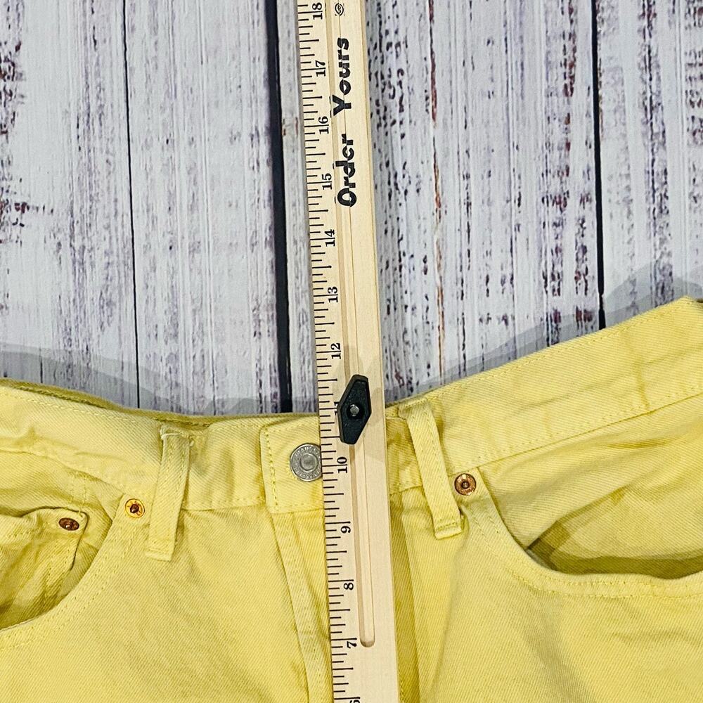 Levi’s 501 High Rise Straight Cropped Raw Hem Yellow Denim Jeans Sz W2 - Picture 8 of 9